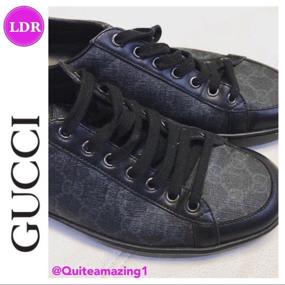 Gucci Other - GUCCI MENS Black Leather GG Sneakers